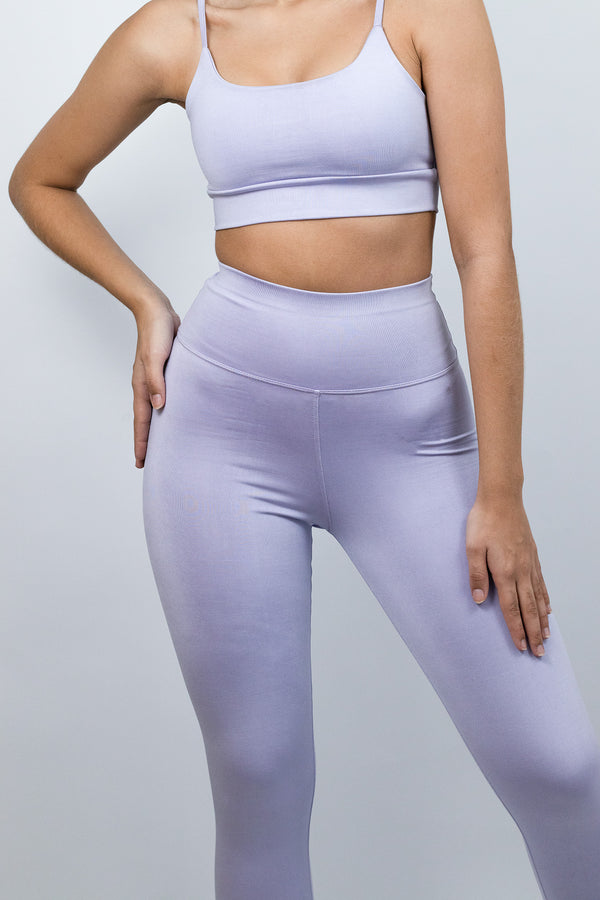 Conjunto de Top e Calça Legging Lavanda - Alta Compressão e cós alto