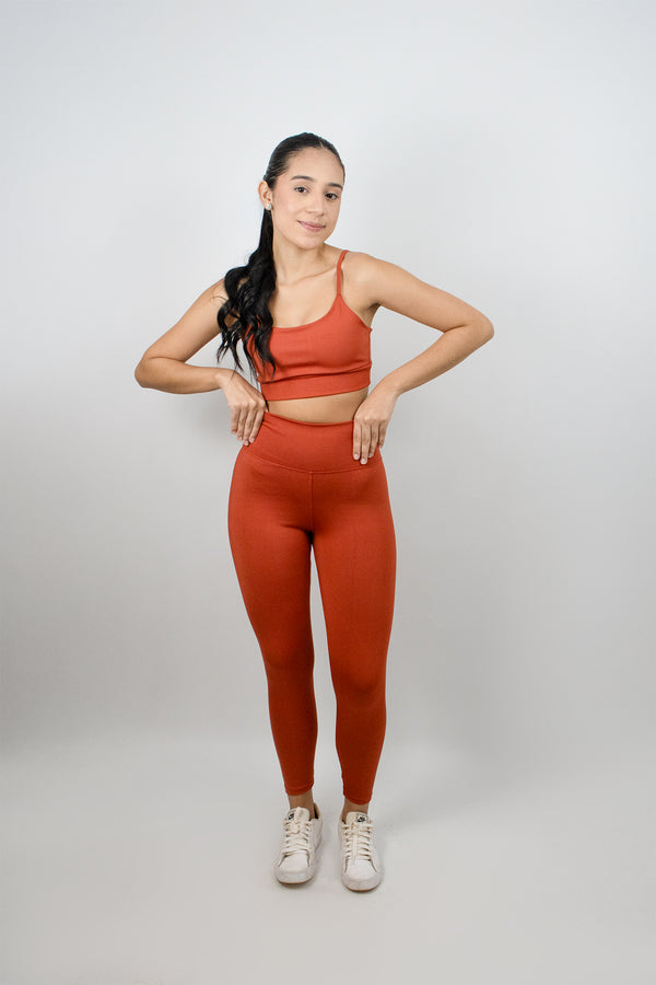 Conjunto de Top e Calça Legging Terra - Alta Compressão e cós alto